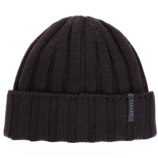 The Hat Shop Tilley Chunky Merino Wool Ribbed Beanie Hat Navy