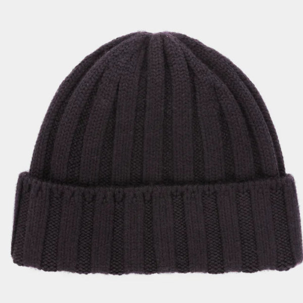 The Hat Shop Tilley Chunky Merino Wool Ribbed Beanie Hat Navy