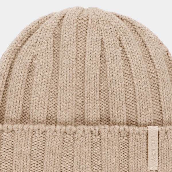 The Hat Shop Tilley Chunky Merino Wool Ribbed Beannie Oatmeal