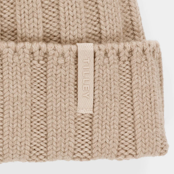 The Hat Shop Tilley Chunky Merino Wool Ribbed Beannie Oatmeal