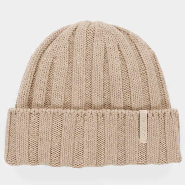 The Hat Shop Tilley Chunky Merino Wool Ribbed Beannie Oatmeal