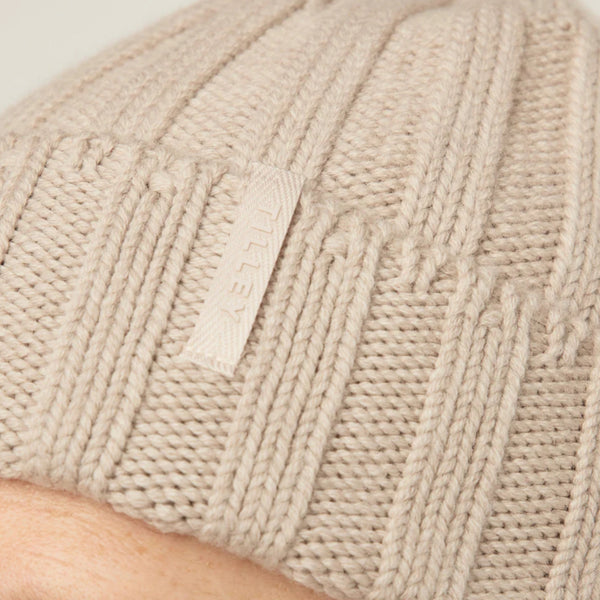 The Hat Shop Tilley Chunky Merino Wool Ribbed Beannie Oatmeal