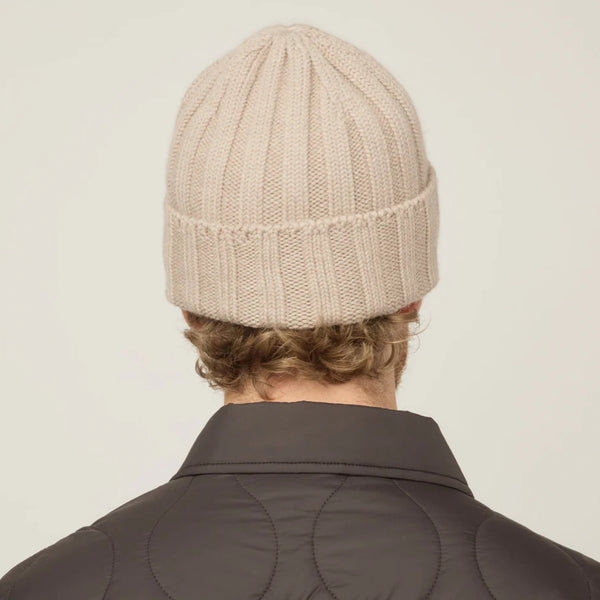 The Hat Shop Tilley Chunky Merino Wool Ribbed Beannie Oatmeal