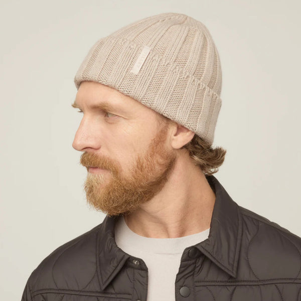 The Hat Shop Tilley Chunky Merino Wool Ribbed Beannie Oatmeal