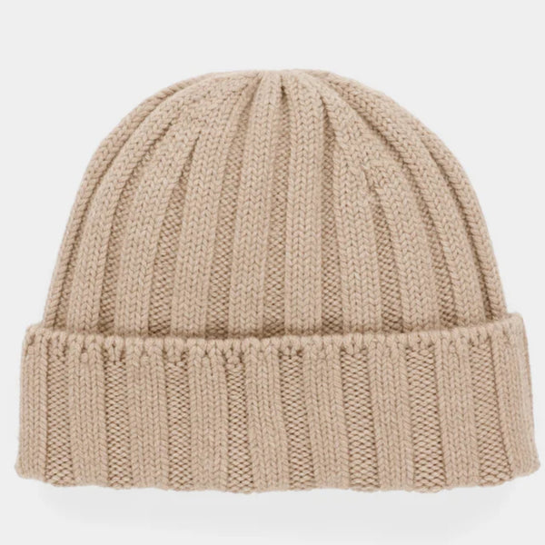 The Hat Shop Tilley Chunky Merino Wool Ribbed Beannie Oatmeal