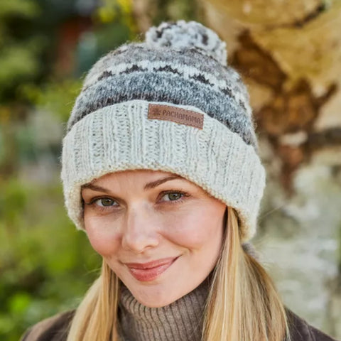 The Hat Shop Pachamama Classic Fairisle Beanie Natural