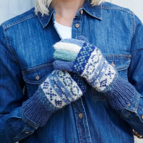 The Hat Shop Pachamama Classic Fairisle Gloves Denim 