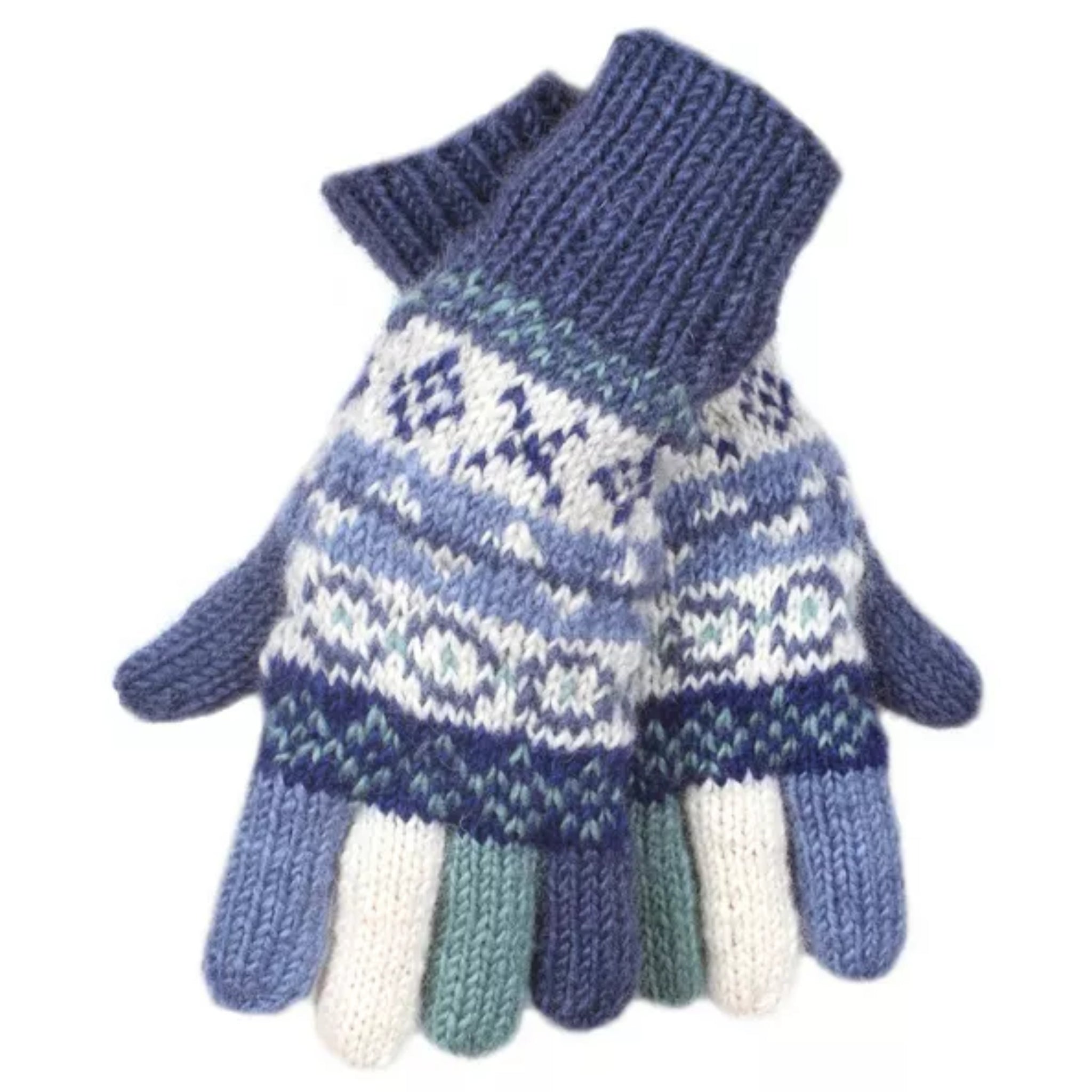 The Hat Shop Pachamama Classic Fairisle Gloves Denim 