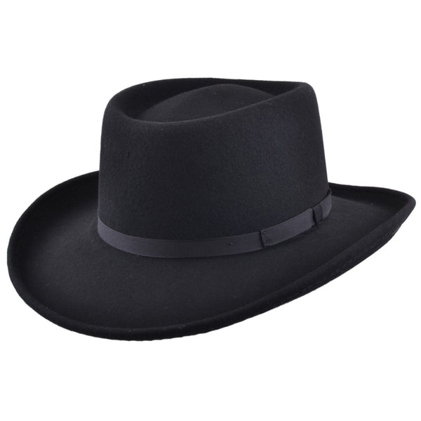 The Hat Shop 100% Wool Gambler Style Hat Black