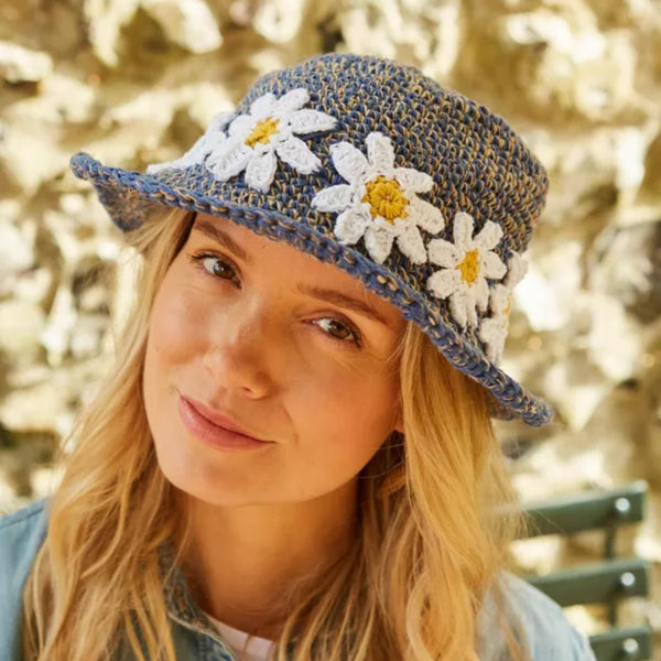 The Hat Shop Pachamama Daisy Chain Sun Hat Denim