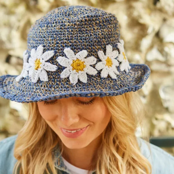 The Hat Shop Pachamama Daisy Chain Sun Hat Denim