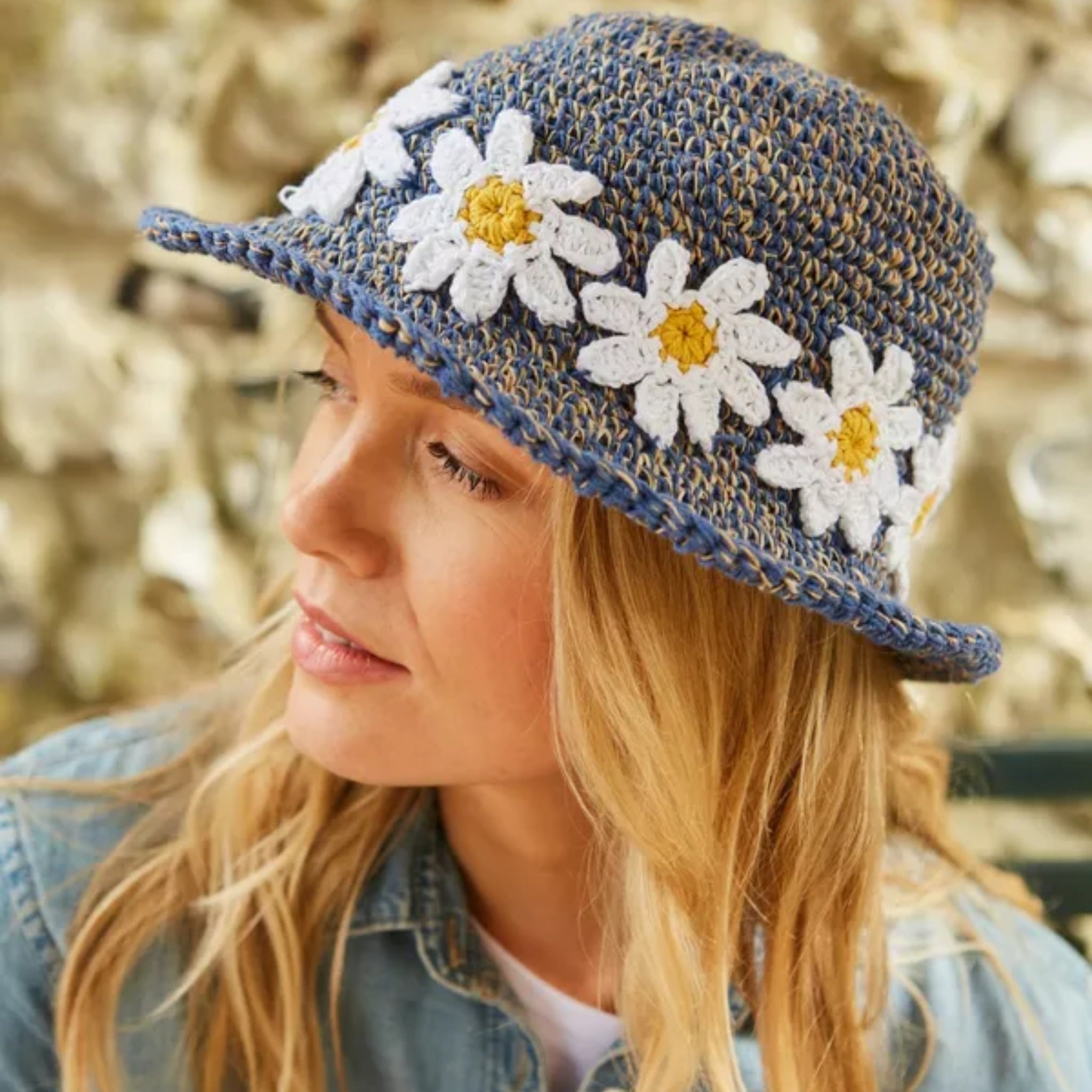 The Hat Shop Pachamama Daisy Chain Sun Hat Denim