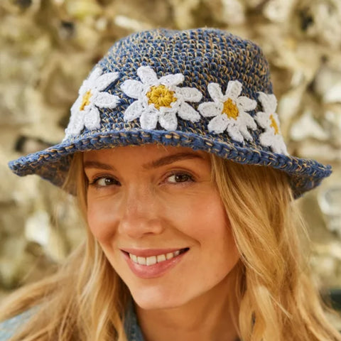 The Hat Shop Pachamama Daisy Chain Sun Hat Denim