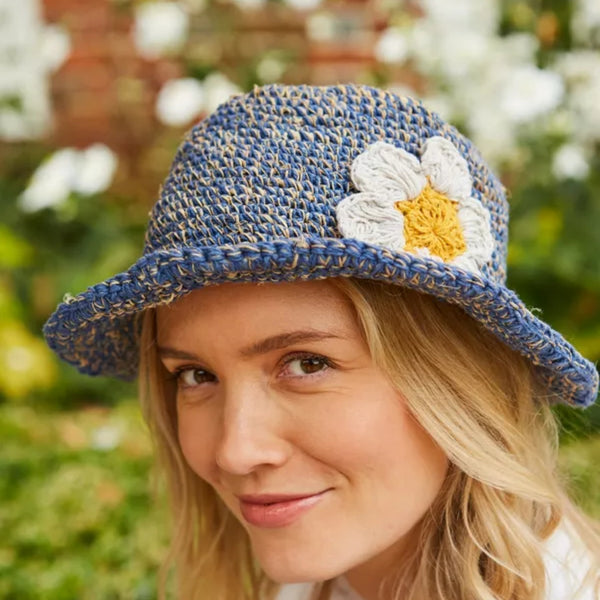 The Hat Shop Pachamama Hemp and Cotton Sun Hat Daisy in Denim