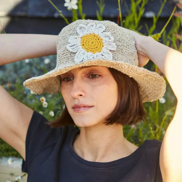 The Hat Shop Pachamama Daisy Sun Hat in Natural