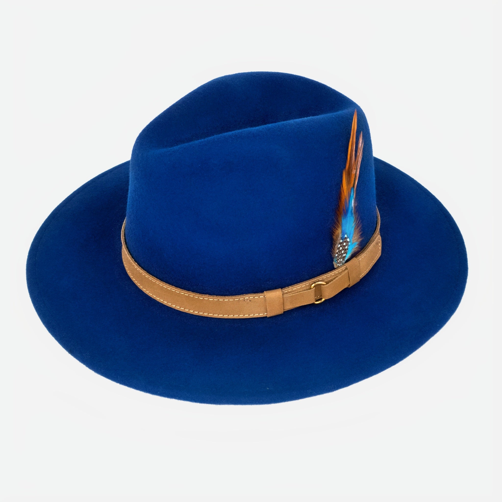 The Hat Shop Denton 100% Wool Wide Brim Fedora 'Blue' 