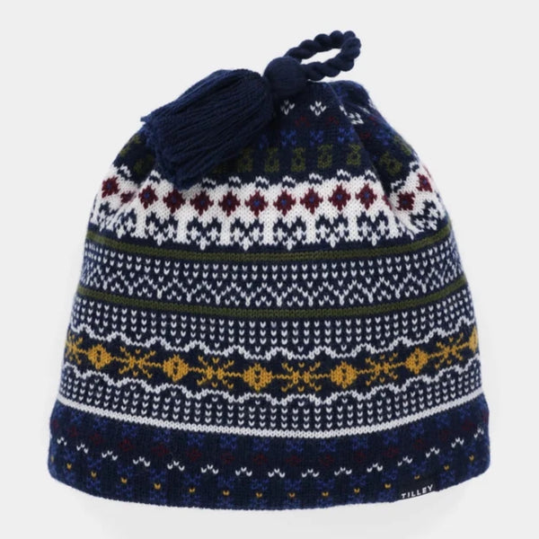 The Hat Shop, Tilley 100% Merino Wool Fairisle Beanie in Navy