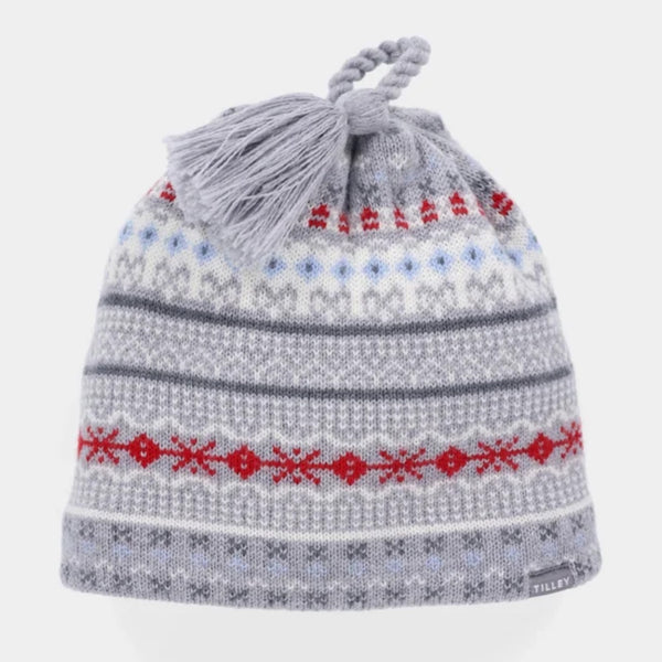 The Hat Shop, Tilley 100% Merino Wool Fairisle Beanie Hat in Grey