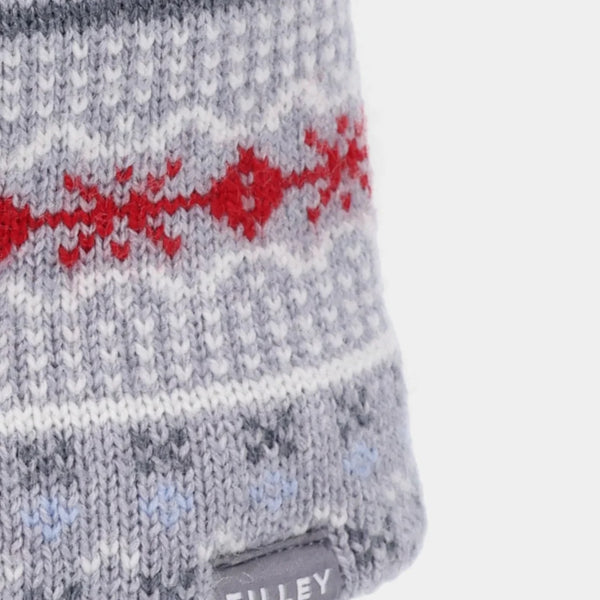 The Hat Shop, Tilley 100% Merino Wool Fairisle Beanie Hat in Grey