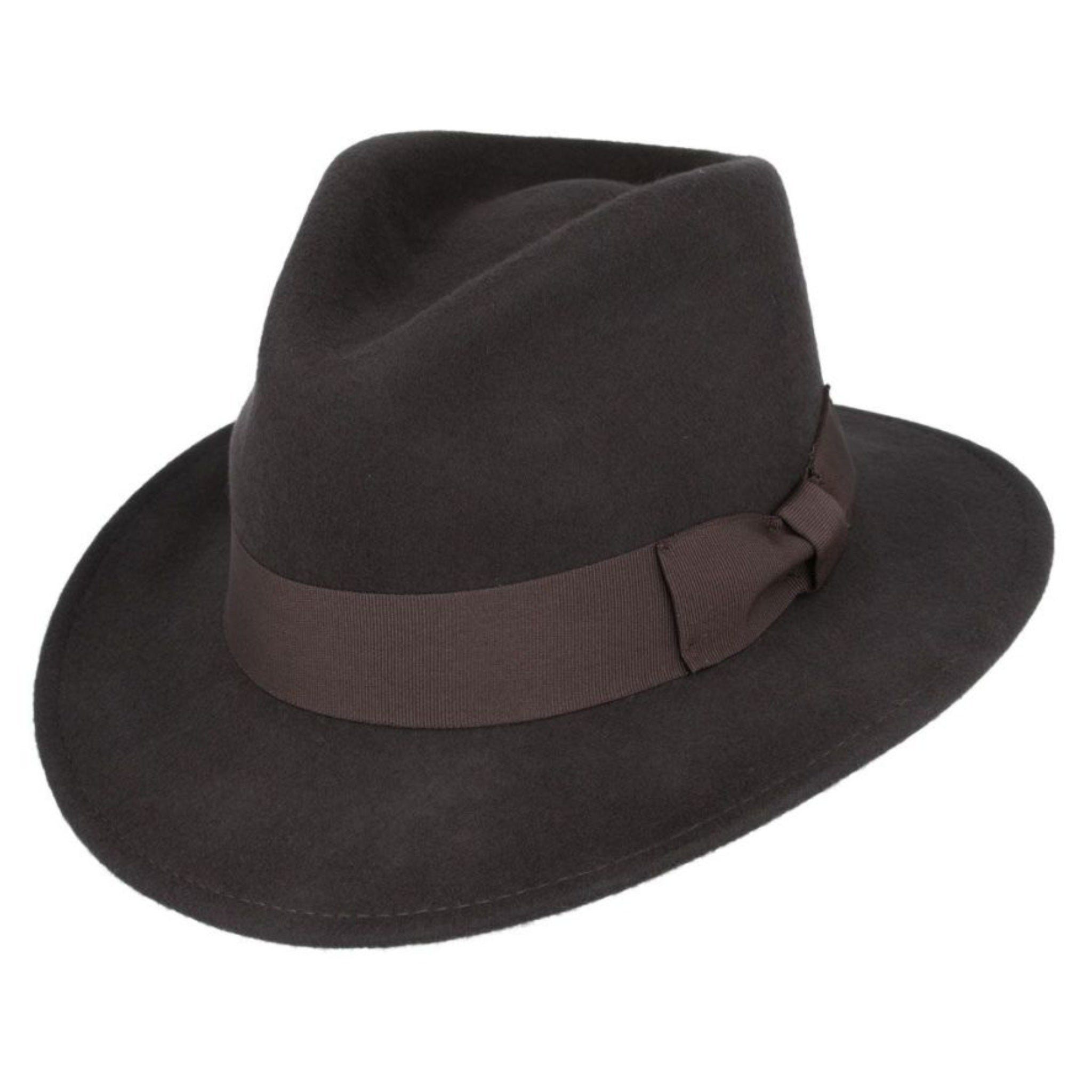 The Hat Shop Maz 100% Wool Ribbon Band Fedora 'Brown' 