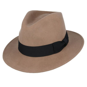 The Hat Shop Maz 100% Wool Ribbon Band Fedora 'Camel' 