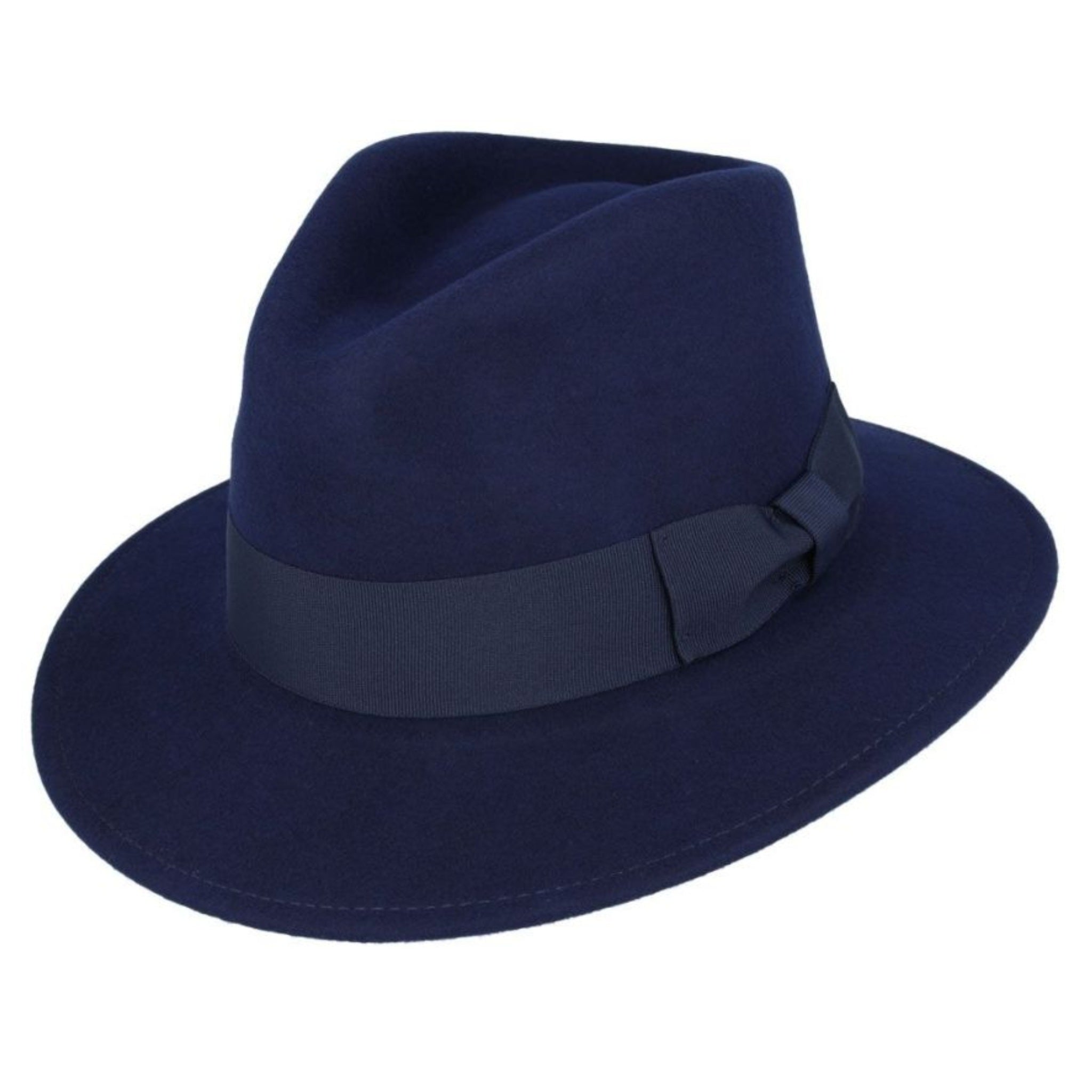 The Hat Shop Maz 100% Wool Ribbon Band Fedora 'Navy'