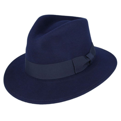 The Hat Shop Maz 100% Wool Ribbon Band Fedora 'Navy'