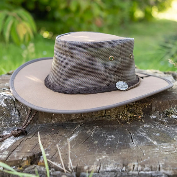The Hat Shop Foldaway Cooler Brown Canvas Hat Logo