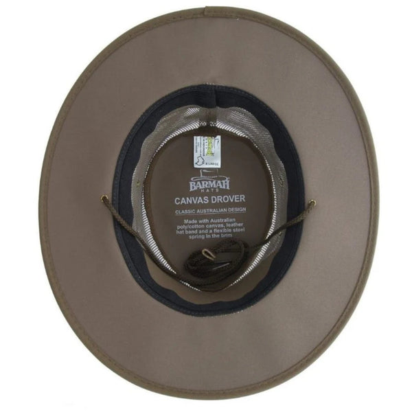 The Hat Shop Foldaway Cooler Brown Canvas Hat Underside