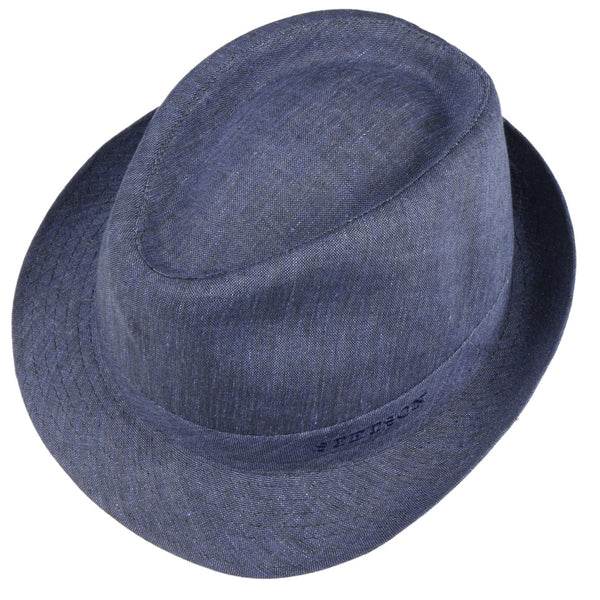 The Hat Shop Stetson Geneva Linen Trilby 'Blue'