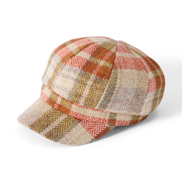The Hat Shop, Failsworth Ladies Harris Tweed Bakerboy Style in Oat and Orange