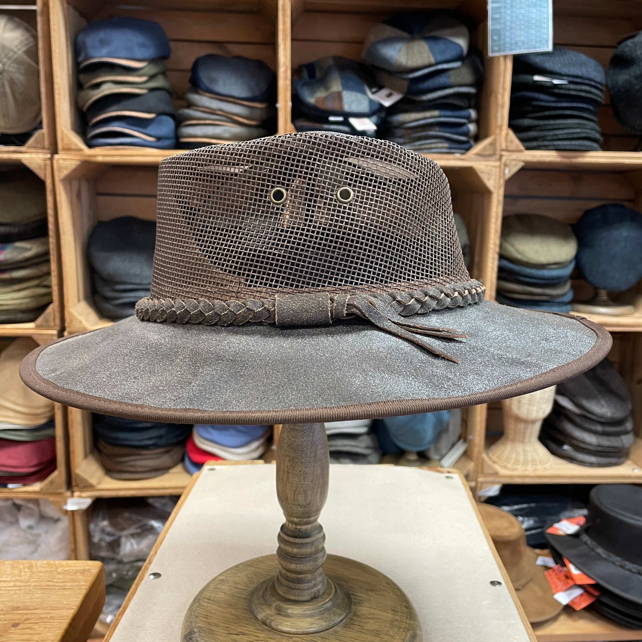 The Hat Shop Leather Airflow Bush Hat