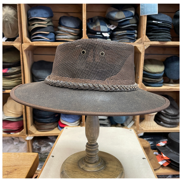 The Hat Shop Leather Airflow Bush Hat Side