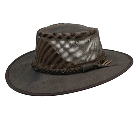 The Hat Shop Heather Leather Mesh Bush Hat