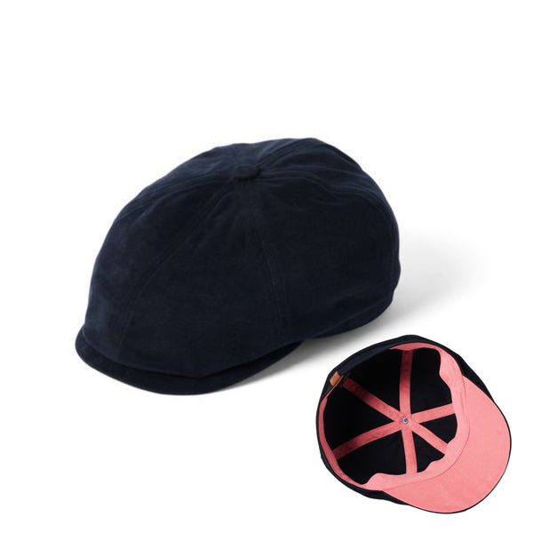 The Hat Shop Failsworth Cotton Canvas Hudson Cap Navy/Salmon