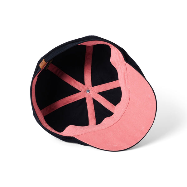 The Hat Shop Failsworth Cotton Canvas Hudson Cap Navy/Salmon