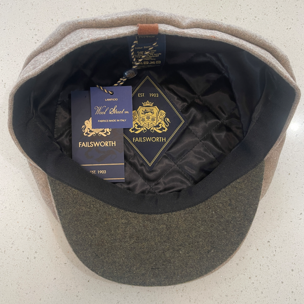 The Hat Shop, Failsworth Italian Wool Hudson Cap in Stone