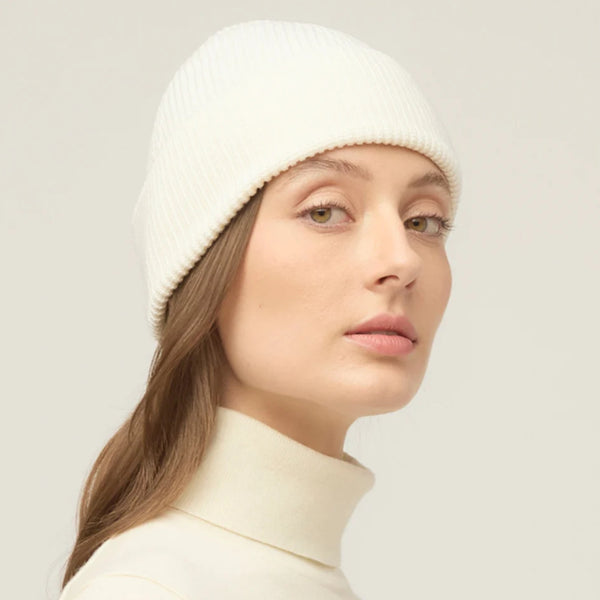 The Hat Shop Tilley Merino Wool Hydrowool Cuff Beanie Off White