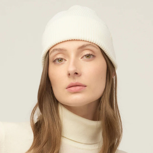 The Hat Shop Tilley Merino Wool Hydrowool Cuff Beanie Off White