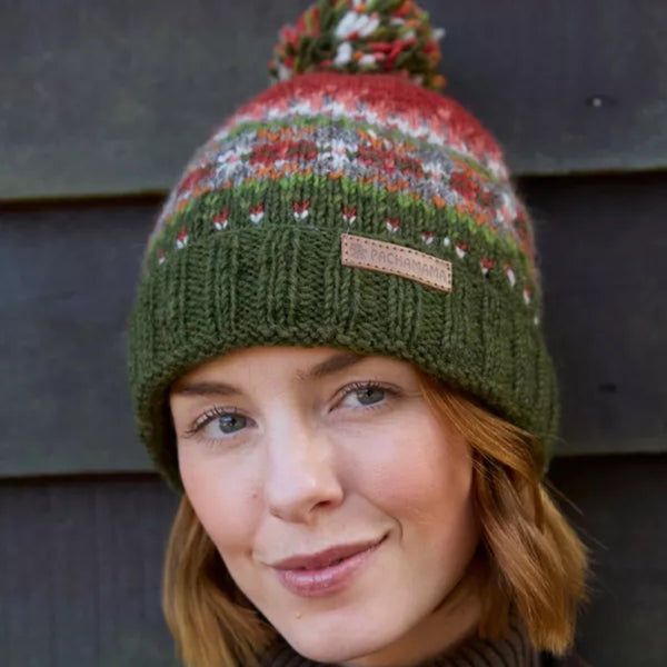 The Hat Shop, Pachamama Iona Bobble Beanie in Moss