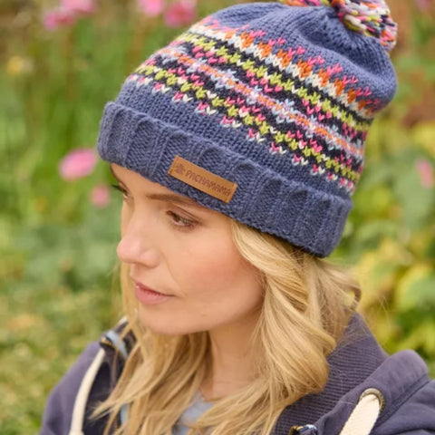 The Hat Shop Pachamama Iona Bobble Beanie Denim