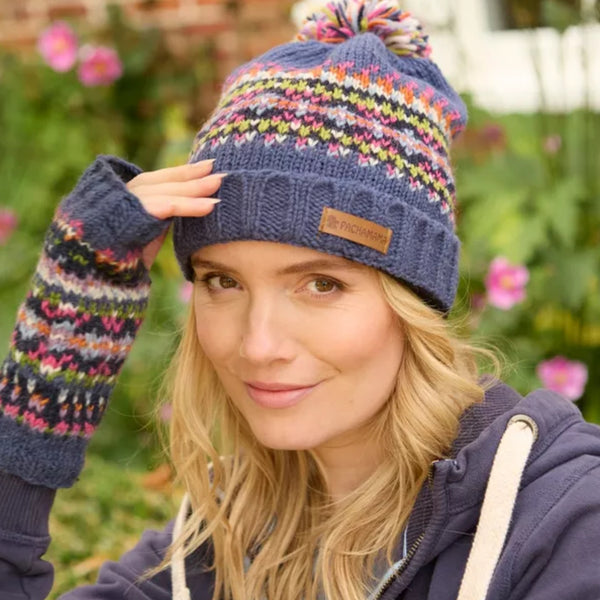 The Hat Shop Pachamama Iona Bobble Beanie Denim