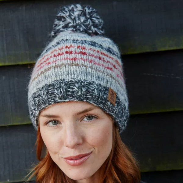 The Hat Shop Ladies Pachamama Langtang Bobble Beanie 'Red Earth' 