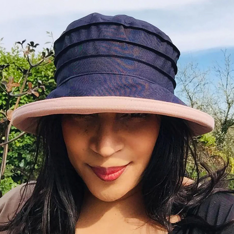 The Hat Shop Peak and Brim Lucy Waterproof Hat Navy/Pink