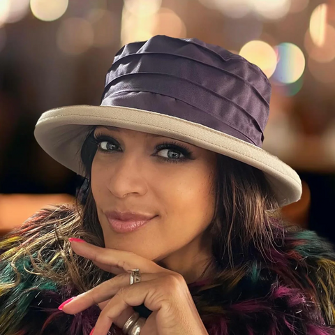 The Hat Shop Peak and Brim Lucy Waterproof HAt Purple Beige
