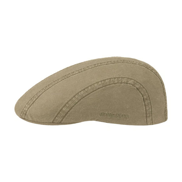 The Hat Shop Stetson Madison Ivy Organic Cotton Flat Cap in Khaki