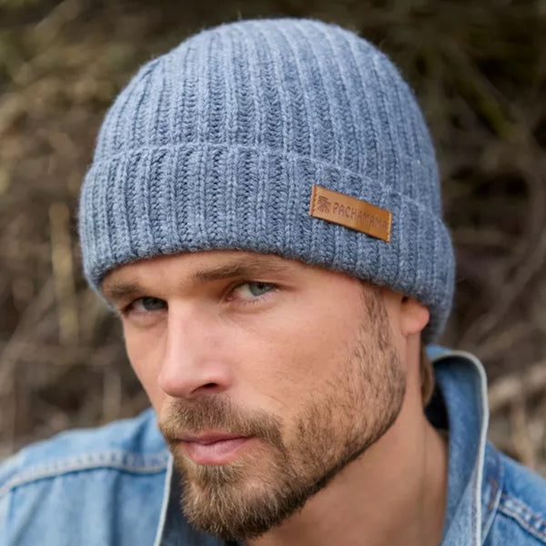 The Hat Shop Pachamama 100% Merino Wool Fisherman Beanie Hat in Dusty Blue
