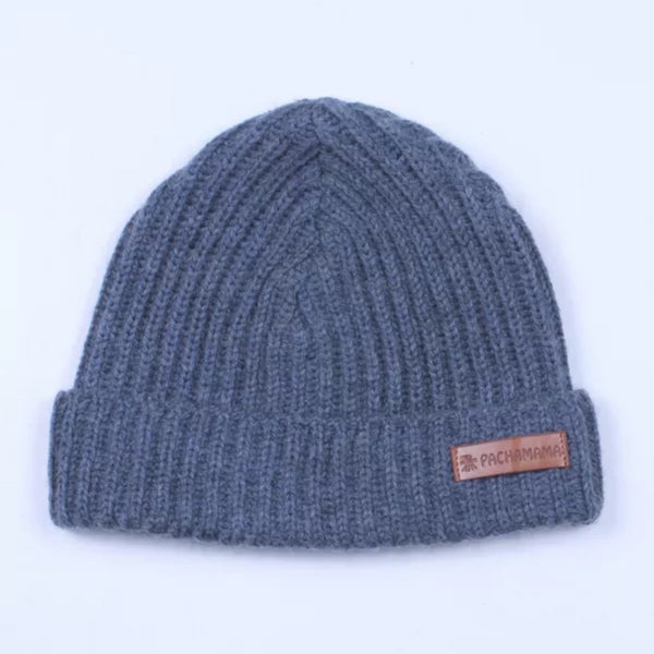 The Hat Shop Pachamama 100% Merino Wool Fisherman Beanie Hat in Dusty Blue