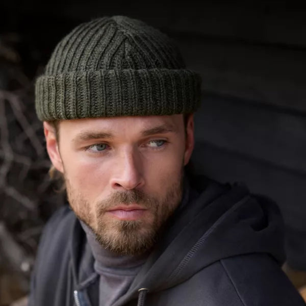The Hat Shop, Pachamama 100% Merino Wool Fisherman Beanie Hat in Moss