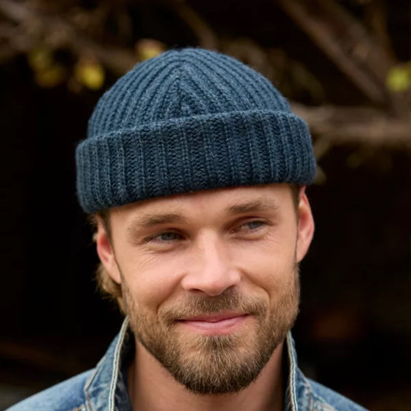 The Hat Shop Pachamama 100%  Merino Wool Fisherman Beanie in Spruce Blue